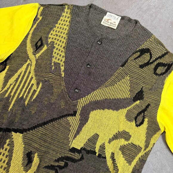Vintage Creola Knit Polo 1980s Made in Italy Cotton Viscose Short Sleeve Large - Picture 3 of 8